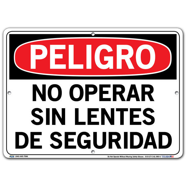 Vestil Do Not Operate Without Wearing Safety Glasses Danger Sign Wayfair